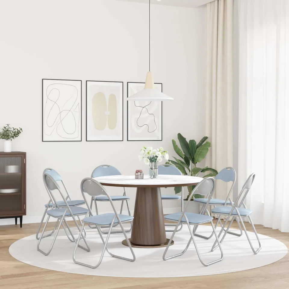 vidaXL Inklapbare stoel 8 st Nep Leer Grijs 48 x 43,5 x 81 cm, foto 4