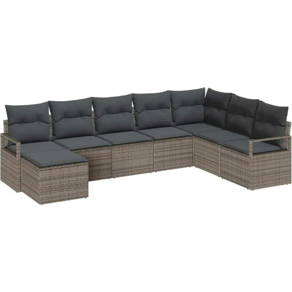 vidaXL Bankstel 8 st Grijs poly rattan
