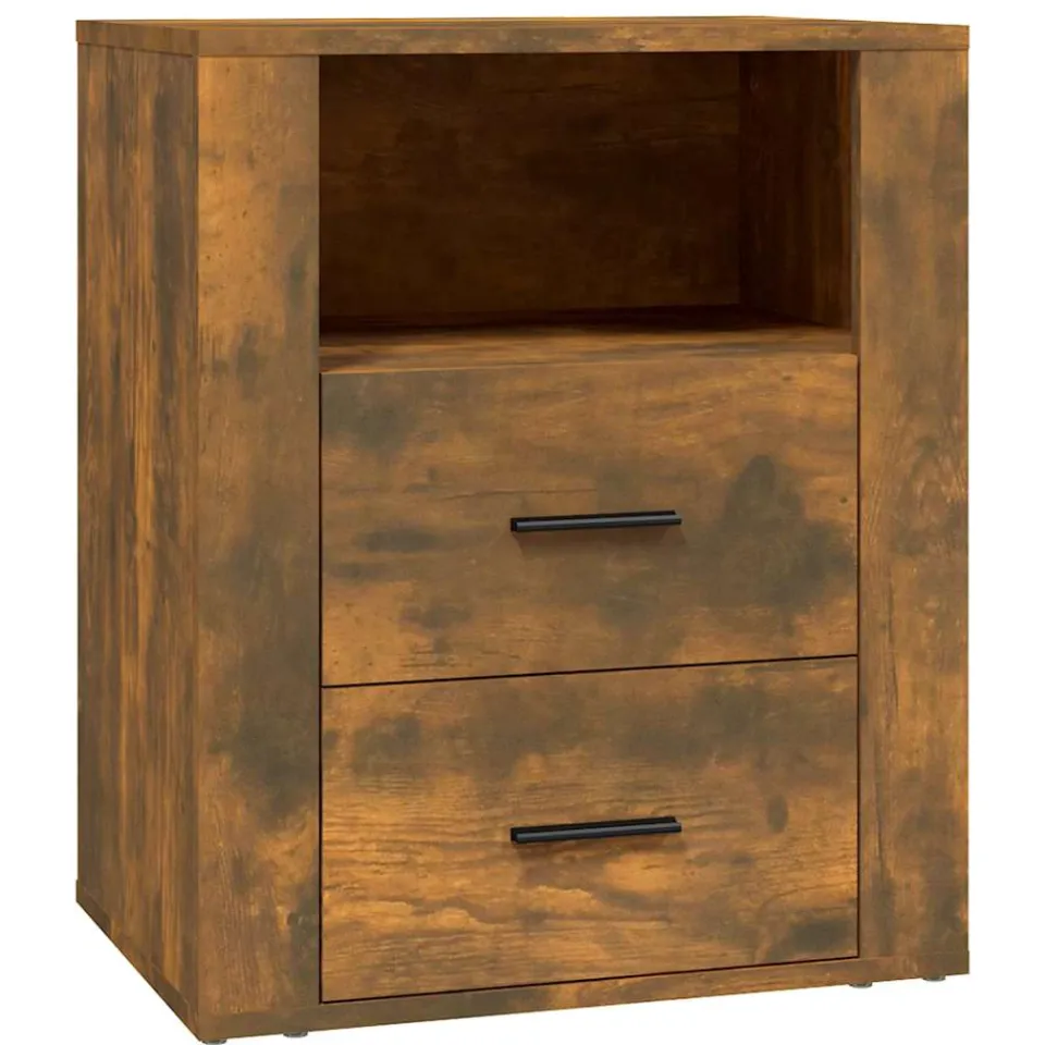 vidaXL Nachtkastje 50x36x60 cm bewerkt hout gerookt eikenkleurig, foto 3