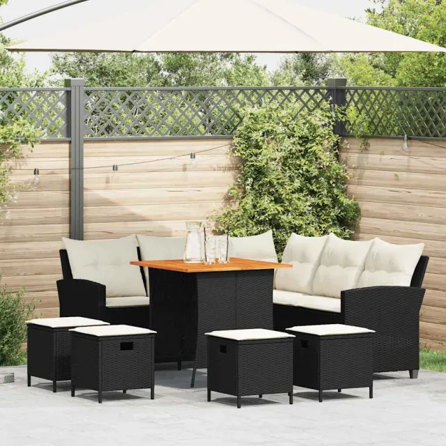 vidaXL 6-delige tuinbankset met kussens L-vormig zwart polyrotan, foto 2