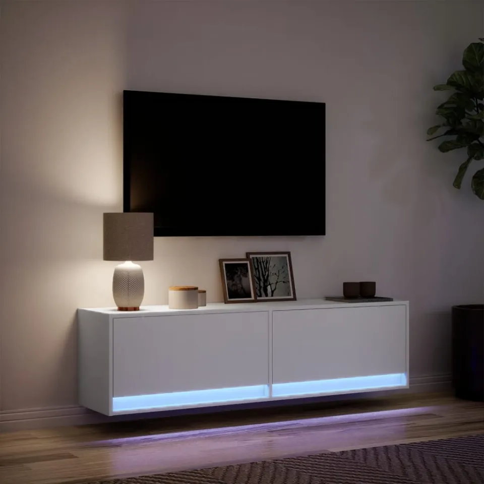 vidaXL Tv-wandmeubel met LED-verlichting 140x31x38 cm wit, foto 4