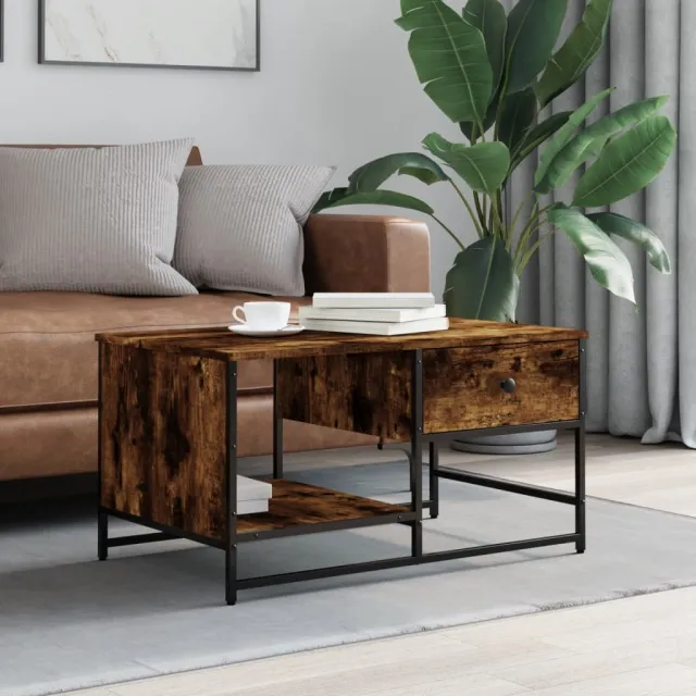 vidaXL Salontafel 85,5x51x45 cm bewerkt hout gerookt eikenkleurig, foto 2