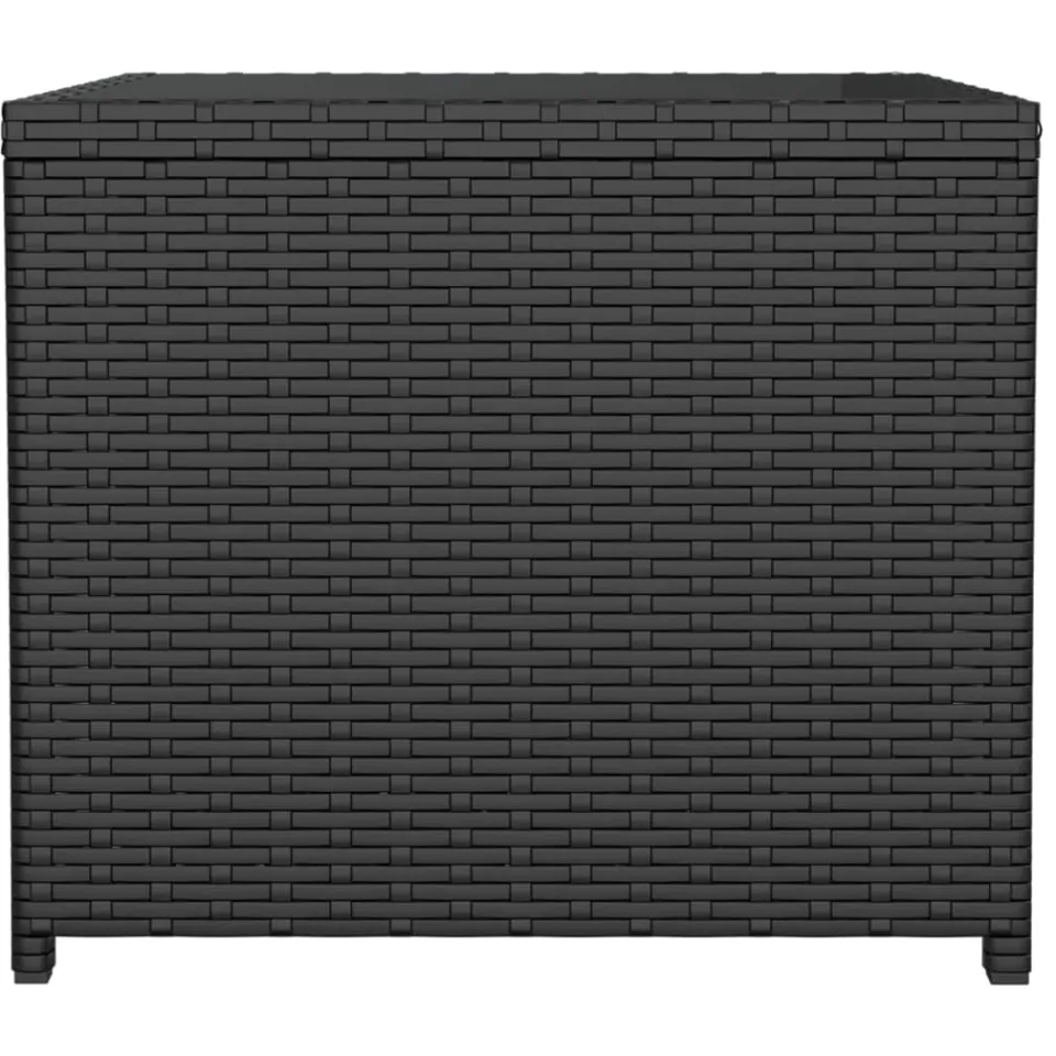 vidaXL Salontafel met glazen blad poly rattan en gehard glas zwart, foto 4