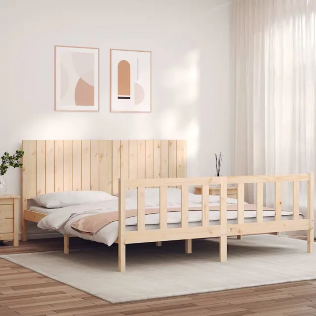 vidaXL Bedframe met hoofdbord massief hout Bruin