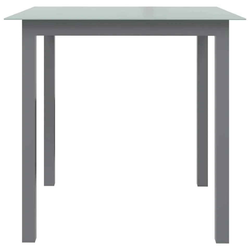 vidaXL Tuintafel 80x80x74 cm aluminium en glas lichtgrijs grijs, foto 2
