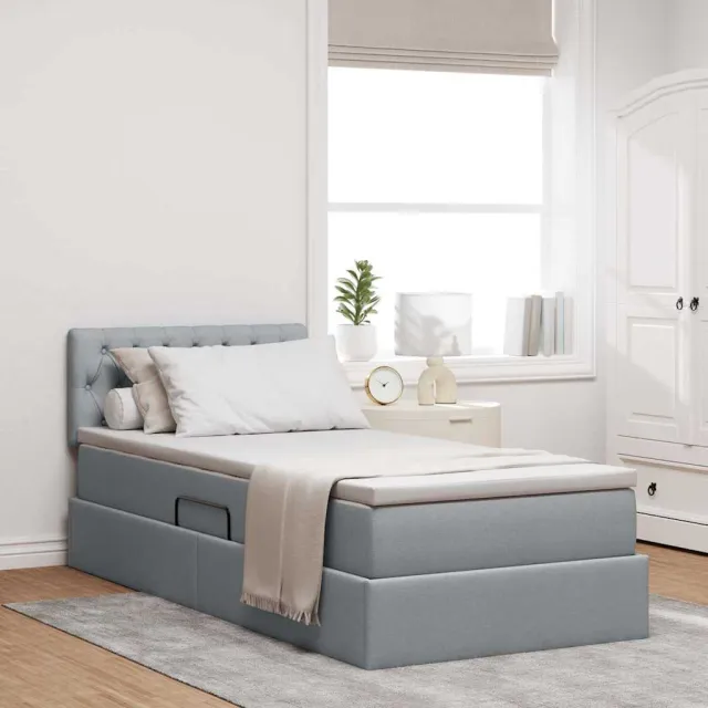vidaXL Opslag bed met matras Lichtgrijs 90 x 200 cm fluweel