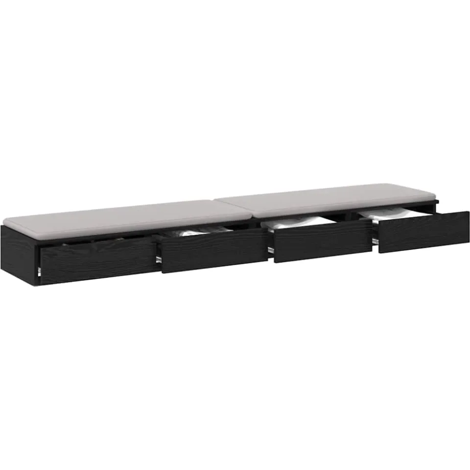 vidaXL Bedlades met lade Zwart Eiken 180 x 36,5 x 16,5 cm Bewerkt hout
