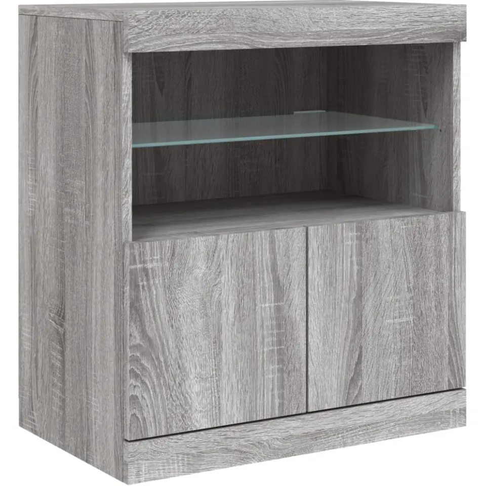 vidaXL Dressoir met LED-verlichting 60x37x67 cm grijs sonoma eiken