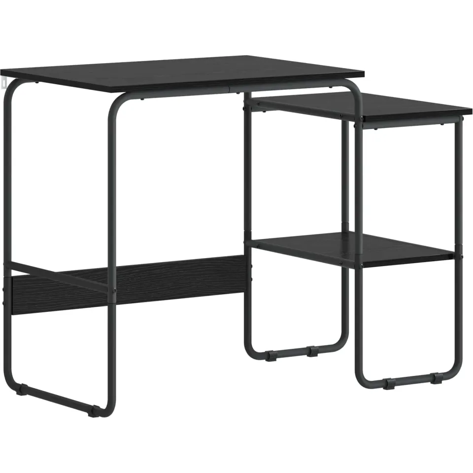 vidaXL Bureau met opbergruimte Zwart eiken 100 x 50 x 75 cm, foto 3