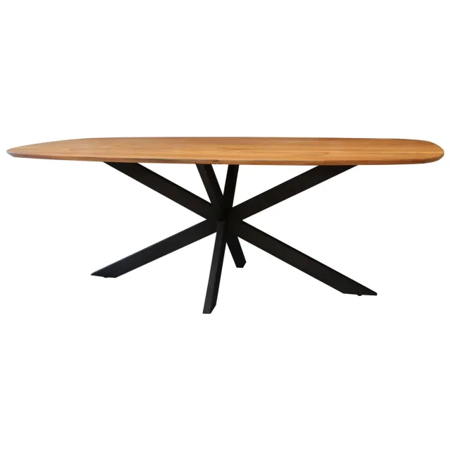 Nest of Nora Eettafel Vina - 215 cm - Deens ovaal massief acaciahout - Naturel Zwart