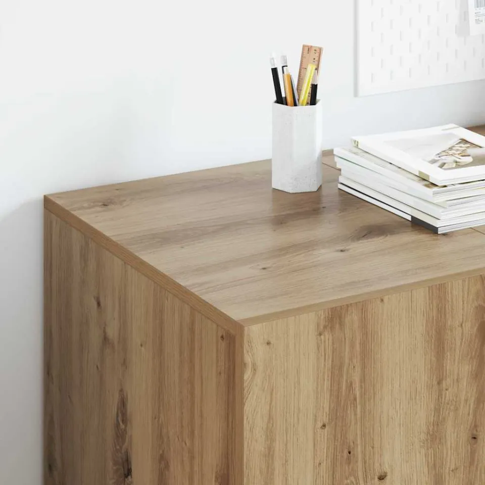 vidaXL Bureau Artisan Eiken Bewerkt hout 140 x 50 x 75 cm, foto 4