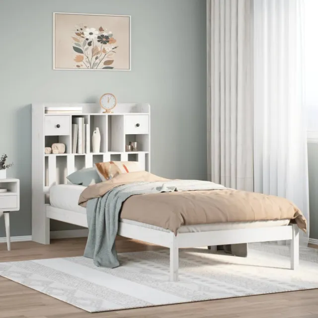 vidaXL Bed met boekenkast zonder matras grenenhout wit 90x200 cm
