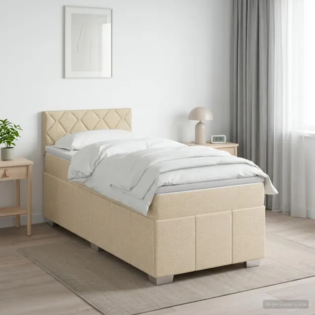vidaXL Boxspringbed met matras Crèmekleurig 80 x 200 cm Stof