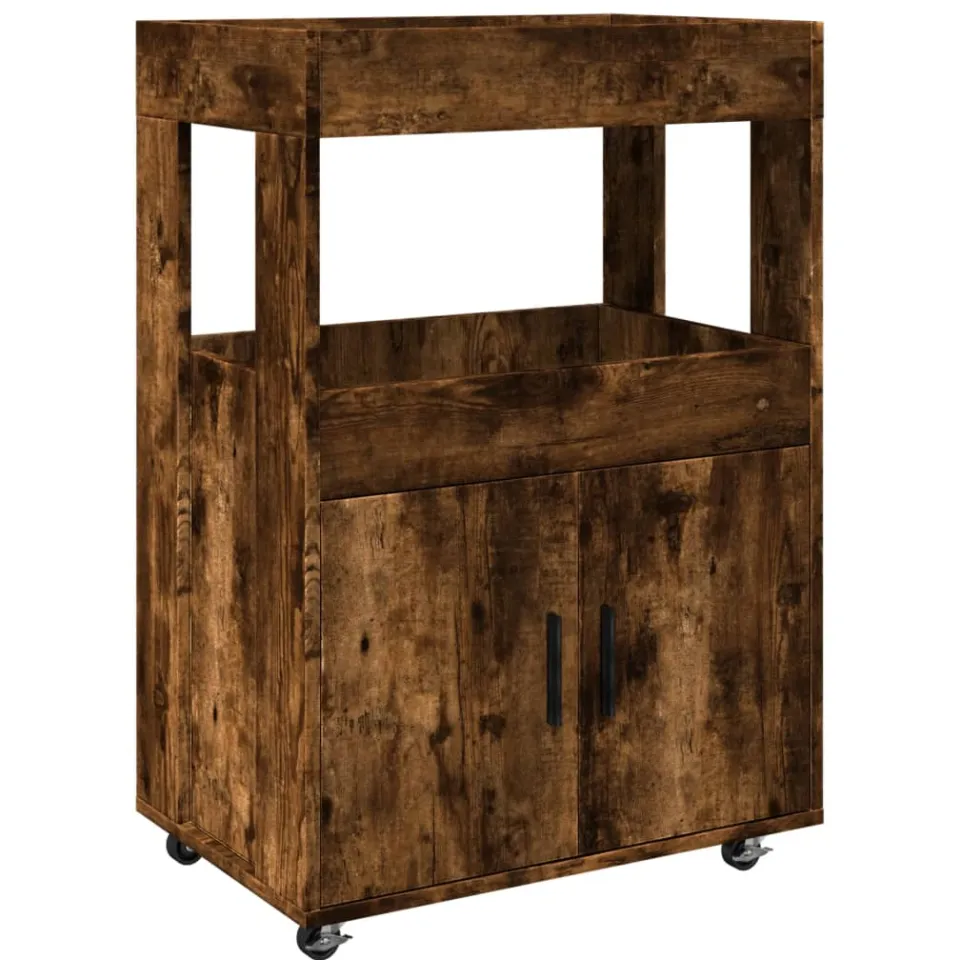 vidaXL Drankkar 60x39,5x89 cm bewerkt hout gerookt eikenkleurig Bruin