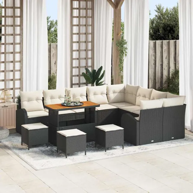 vidaXL Tuinbankenset 13 st Zwart poly rattan, foto 2