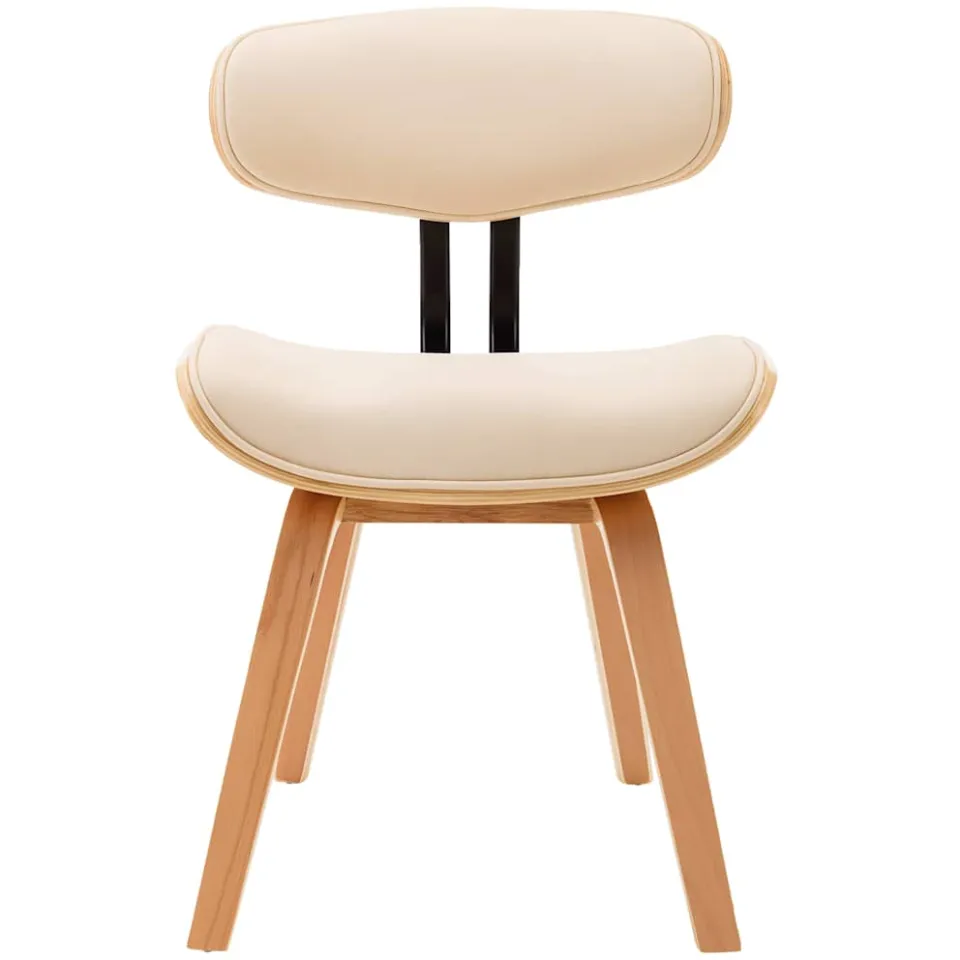 vidaXL Eetkamerstoelen 4 st gebogen hout en kunstleer crèmekleurig