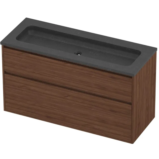 Proline Rollo Badmeubelset Hardsteen Elegant Centraal 120x46x67 cm Blue Stone Indian Walnut Houtlook