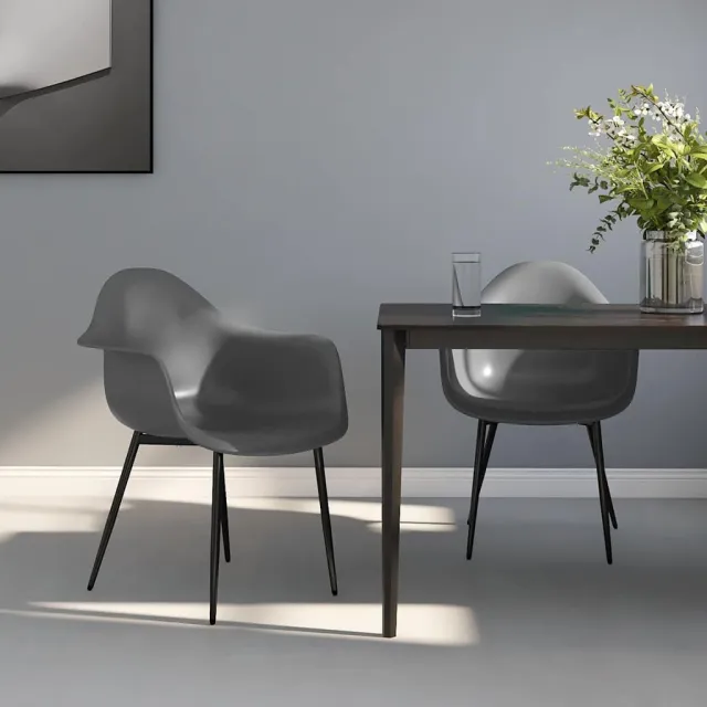 vidaXL Eetkamerstoelen 2 st PP grijs, foto 2