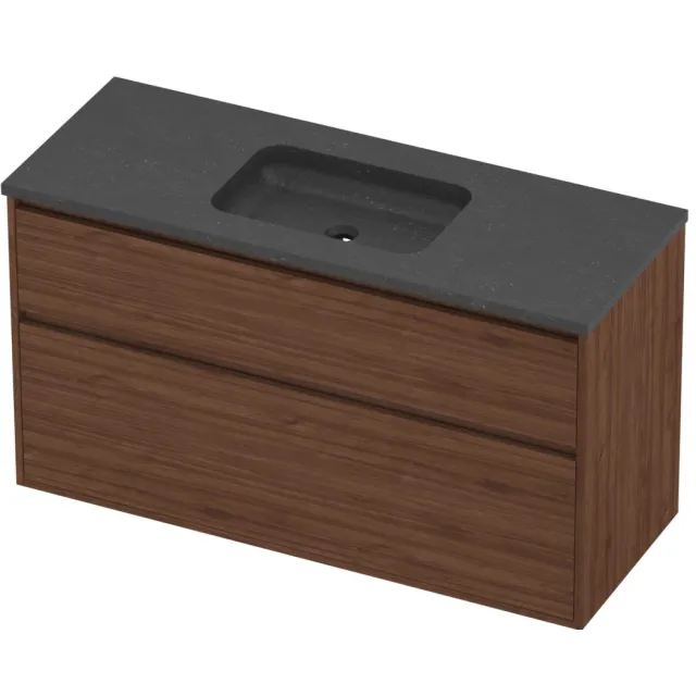 Proline Rollo Badmeubelset Hardsteen Elegant Midden 120x46x67 cm Blue Stone Indian Walnut Houtlook