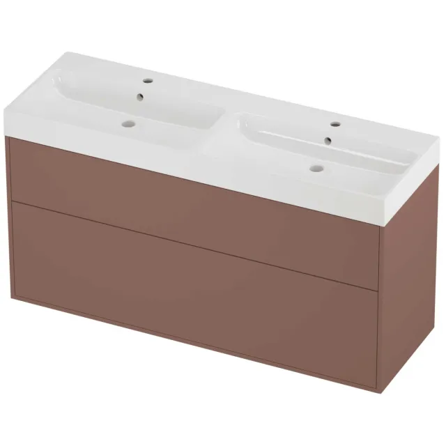 Proline Podium Badmeubelset Polystone Loft 2 Laden 140x46x75 cm Glans Wit Beauty Blush Rosé Goud