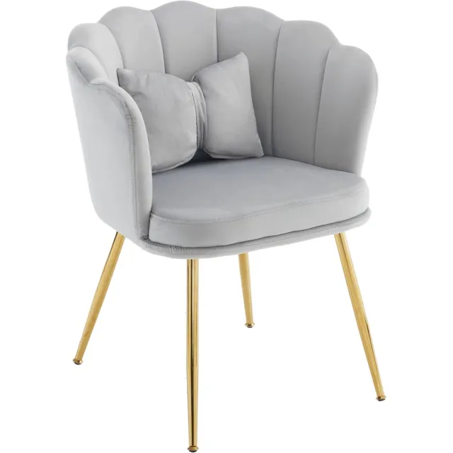 MUVANO Moderne woonkamerstoel - Grijze fluwelen fauteuil - Met bloemblad rugleuning - Vlinderkussen - 63x58x77 cm - Ontspannen - Woonkamer Grijs