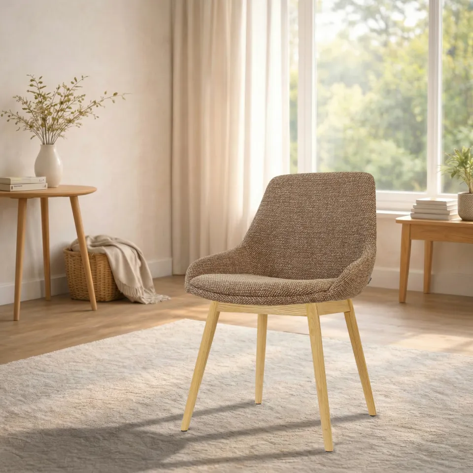 Nolon Nio-Isa eetkamerstoel bruin blend - houten onderstel, foto 2