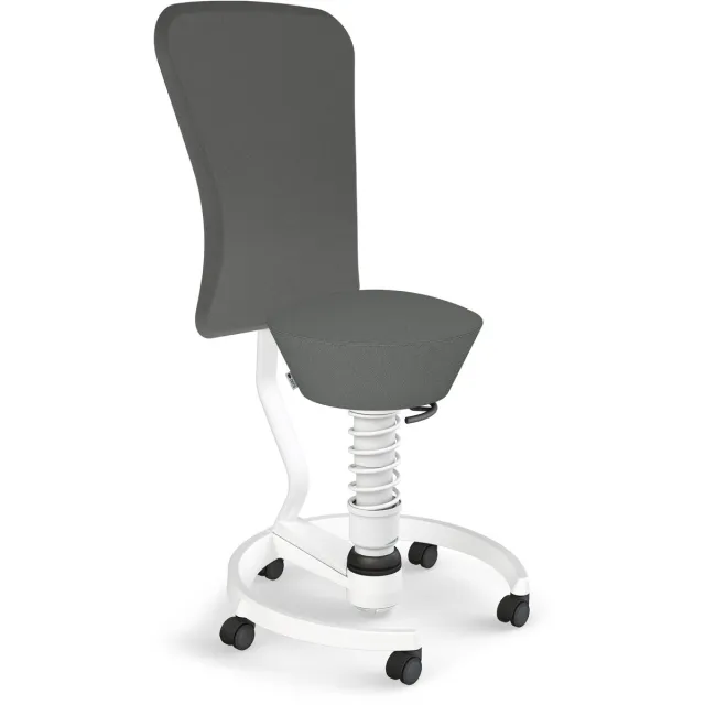 Aeris Swopper rugleuning (harde wielen), Standaard, white, recycled polyester Cura, grey melange wit-grijs melange