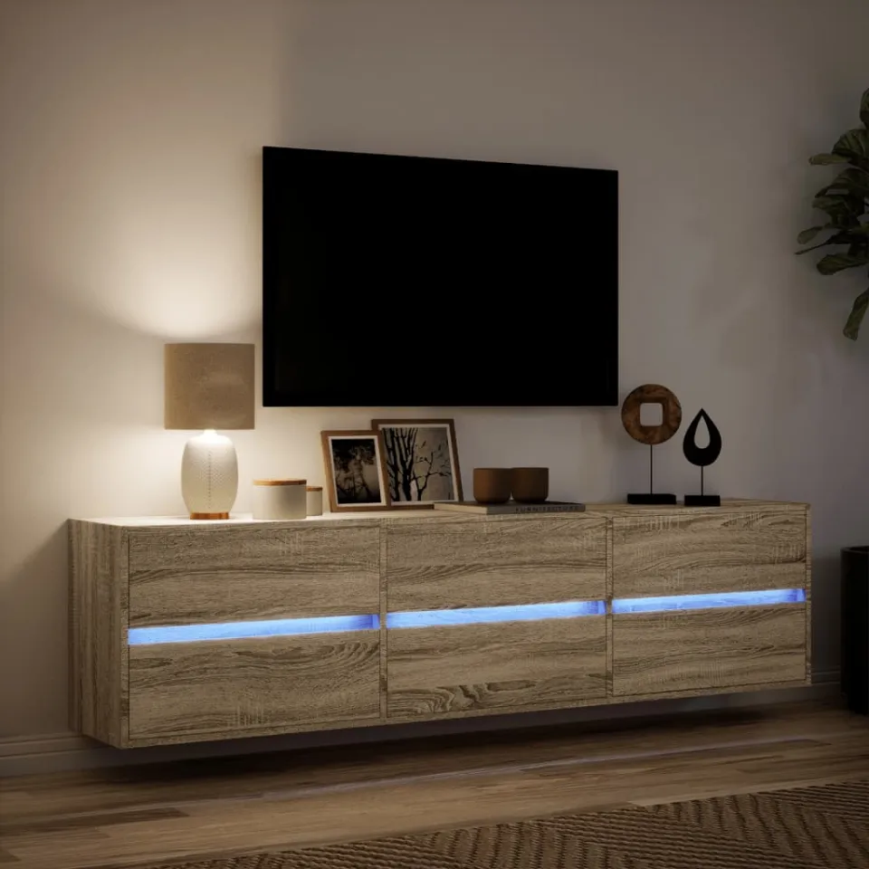 vidaXL Tv-wandmeubel met LED-verlichting 180x31x45 cm sonoma eiken, foto 4