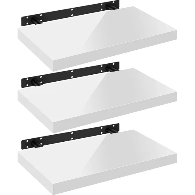 Happyment Wandplank Deluxe - Zwevend - 60cm - Wandplanken tegen muur - Wit - Wandrek - Fotoplank kinderkamer - Boekenplank - Hout MDF
