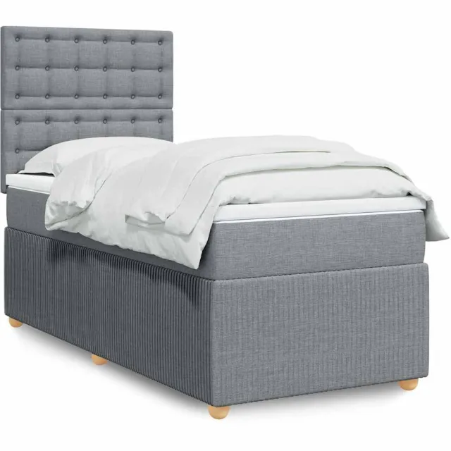 vidaXL Boxspring met matras stof lichtgrijs 100x200 cm grijs