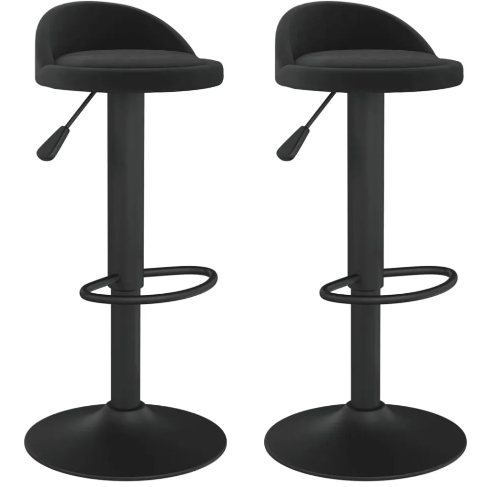 vidaXL Barkrukken 2 st fluweel zwart, foto 3