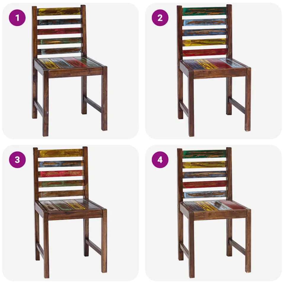 vidaXL Eetkamerstoelen 2 st massief gerecycled hout meerkleurig, foto 3