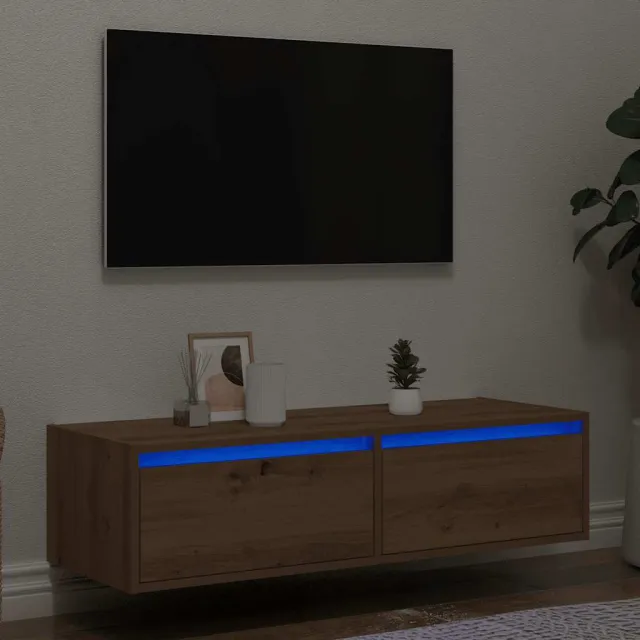 vidaXL Tv-meubel met LED-verlichting 100X35,5x25 cm artisanaal eiken Bruin