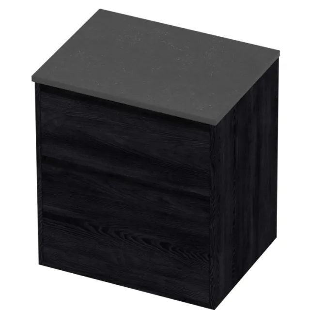 Proline Deck Badmeubelset Hardsteen Greeploos Asymmetrisch Kader 60x46x67 cm Blue Stone Black Oak