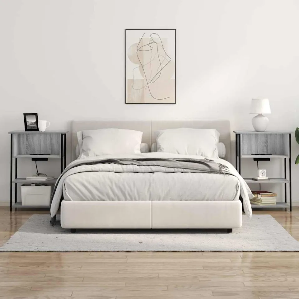 vidaXL Nachtkastje Grijs Sonoma 55 x 31 x 76 cm Bewerkt hout, foto 3