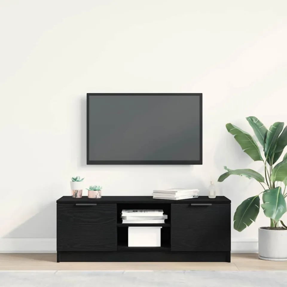 vidaXL TV-kast 102 x 32 x 35.5 cm Zwart Eiken Bewerkt hout, foto 4