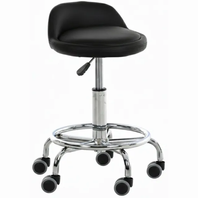 F.H. Angel Hoker Bari op Wielen - Zwart Leerlook, Loft Stijl, Verstelbaar