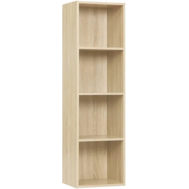 Klarven Boekenkast Light Oak - 4 vakken, veel opbergruimte voor kinderkamer of woonkamer - Stabiel met wandbevestiging, eenvoudig te monteren - B 24 x D 30 x H 106 cm Licht eiken