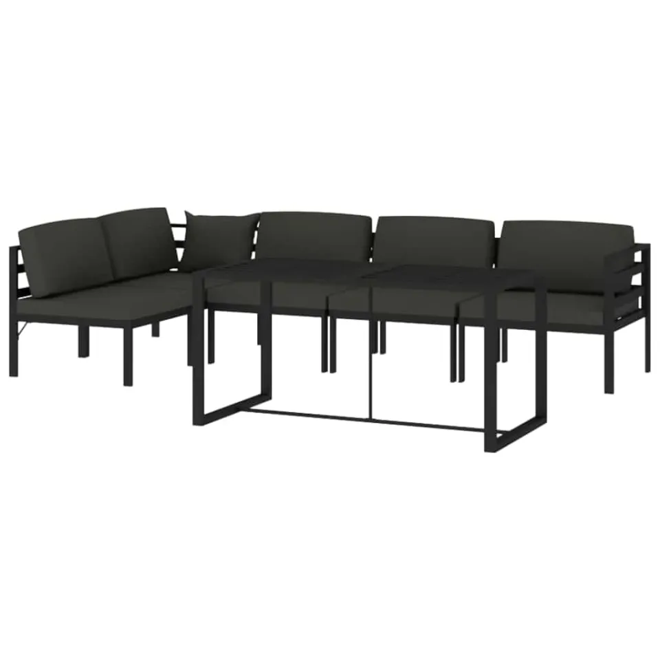 vidaXL 6-delige Loungeset met kussens aluminium antracietkleurig