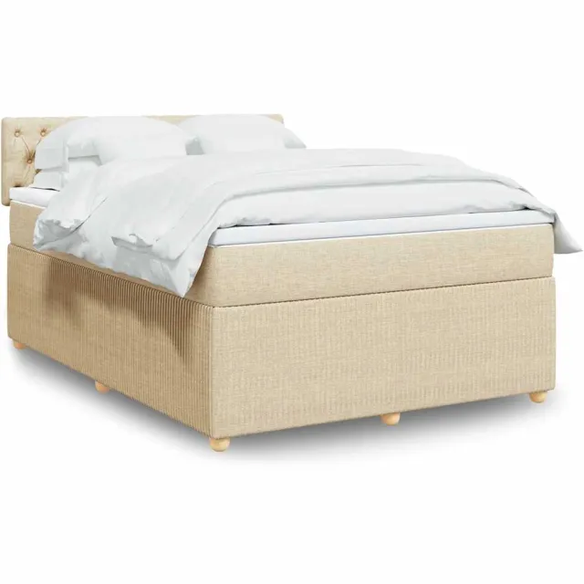 vidaXL Boxspring met matras stof crèmekleurig 140x190 cm