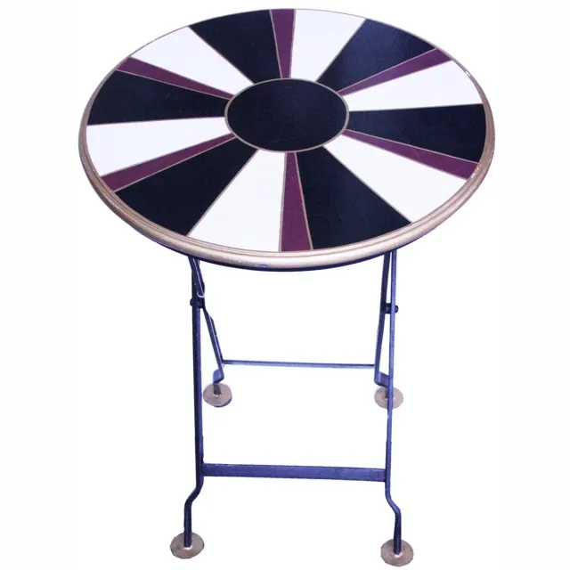 Meander Klaptafel rond Bijzettafel zwart wit bordeaux Ø45xH61,5cm Zie foto