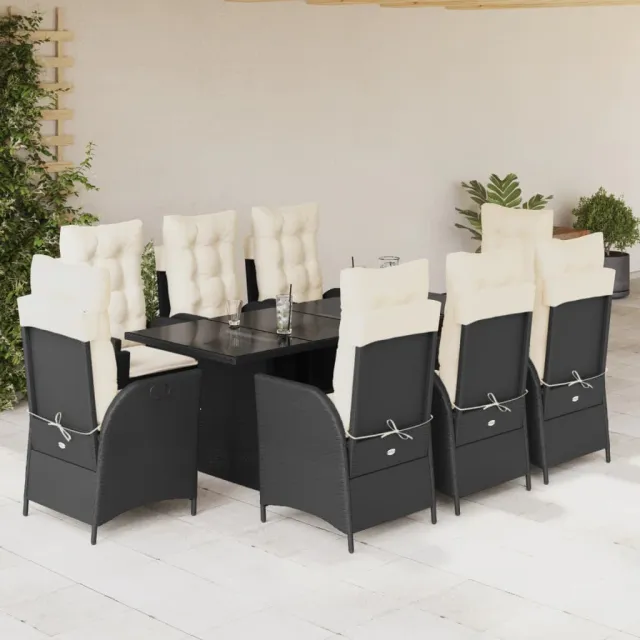vidaXL 9-delige Tuinset poly rattan zwart, foto 2