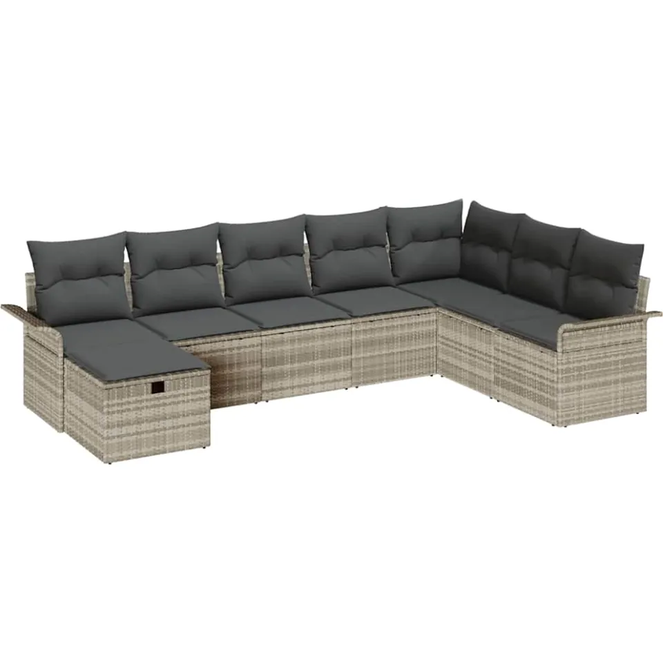 vidaXL Tuin Sofa Set 8 st Poly riet Lichtgrijs
