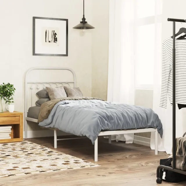 vidaXL Bedframe met hoofdbord metaal wit 80x200 cm