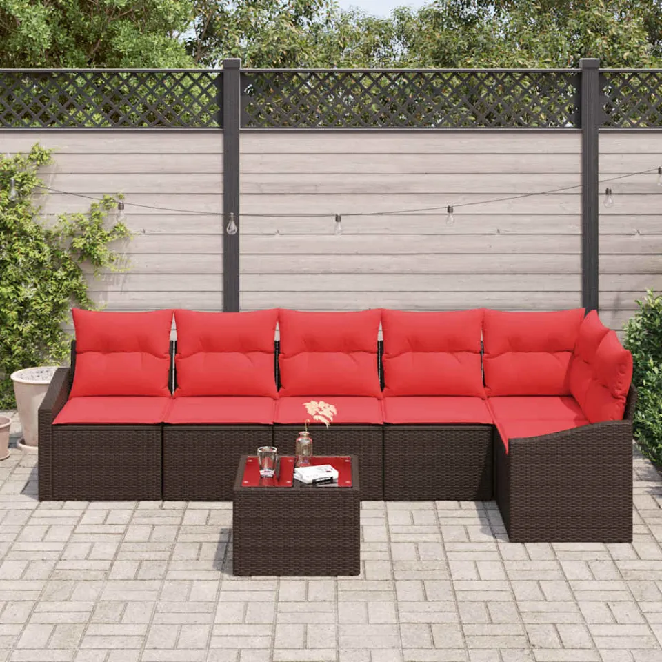 vidaXL Bankstel 7 st Bruin poly rattan, foto 3