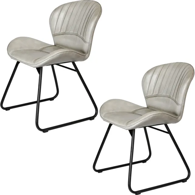 Casa Moro Leren stoel gestoffeerde stoel eetkamerstoelen – lichtgrijs Lederstuhl Light Grau