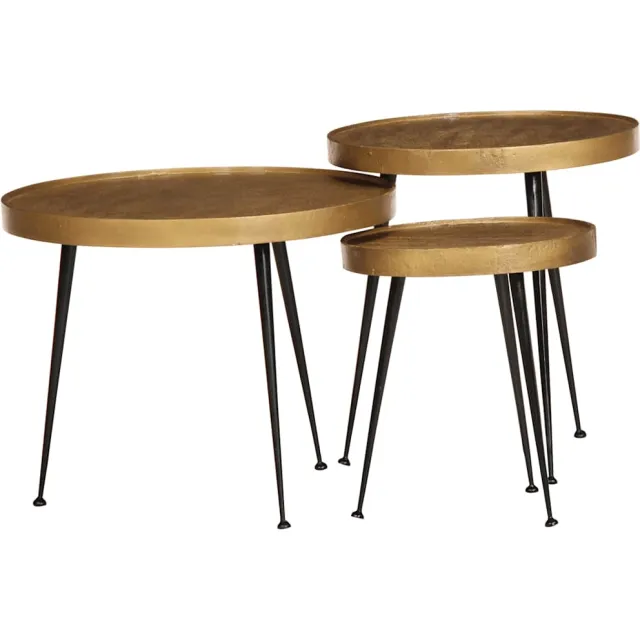 vidaXL Salontafel 3 stuks Goudkleurig bewerkt hout