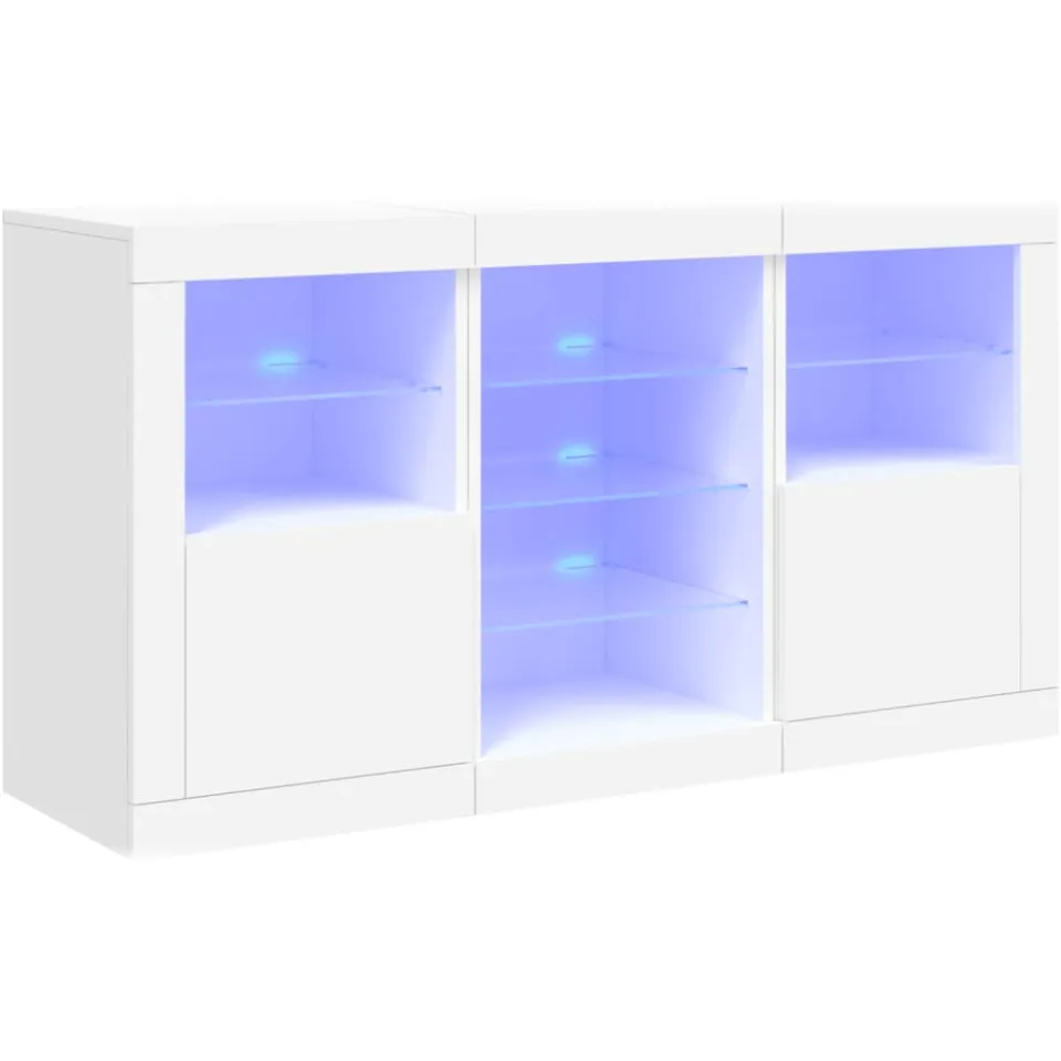 vidaXL Dressoir met LED-verlichting 123x37x67 cm wit, foto 3