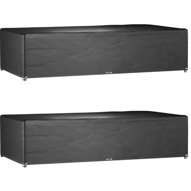 vidaXL Tuinmeubelhoezen 2 st 12 oogjes rechthoekig 315x160x75 cm Zwart