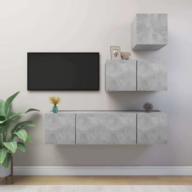 vidaXL 4-delige Tv-meubelset bewerkt hout betongrijs grijs, foto 2
